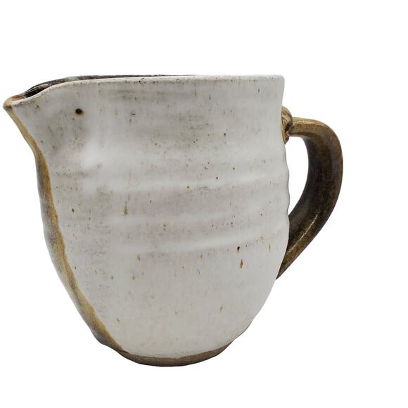 Rustic Stoneware Jug Batter Pitcher Thick Glaze Creamer Handmade Studio Pottery - Picture 4 of 8